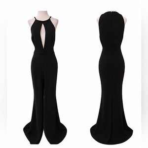 NWOT Jay Godfrey black cutout halter gown in black size 10 with front‎ sl…